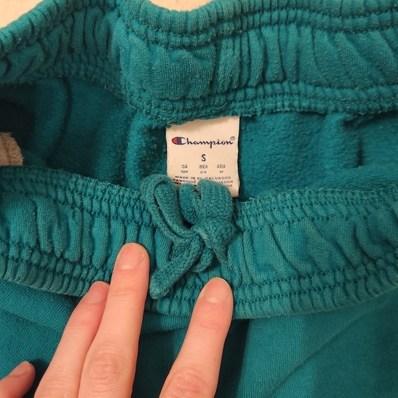 Champion Mens Powerblend Fleece Raw Hem Athletic Shorts Teal Size Small #A1 - Picture 2 of 5